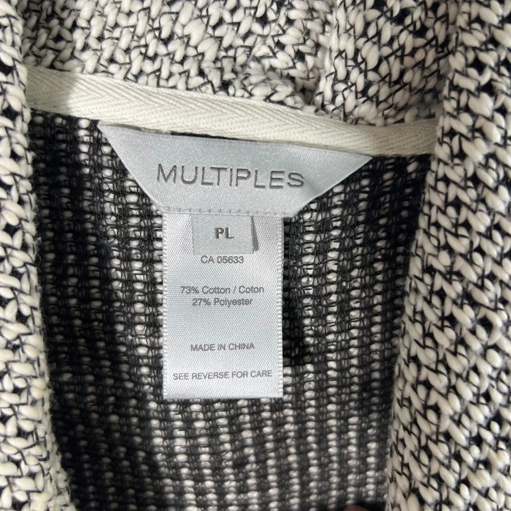 Multiples Womens Black White Marled Cowl Neck 3/4 Sleeve Sweater Top PL - Picture 6 of 7